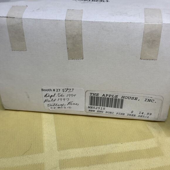 Department 56 set of 2 Village Small Porcelain Pine Trees 5" 4" 5251-1 With Box - Picture 8 of 10